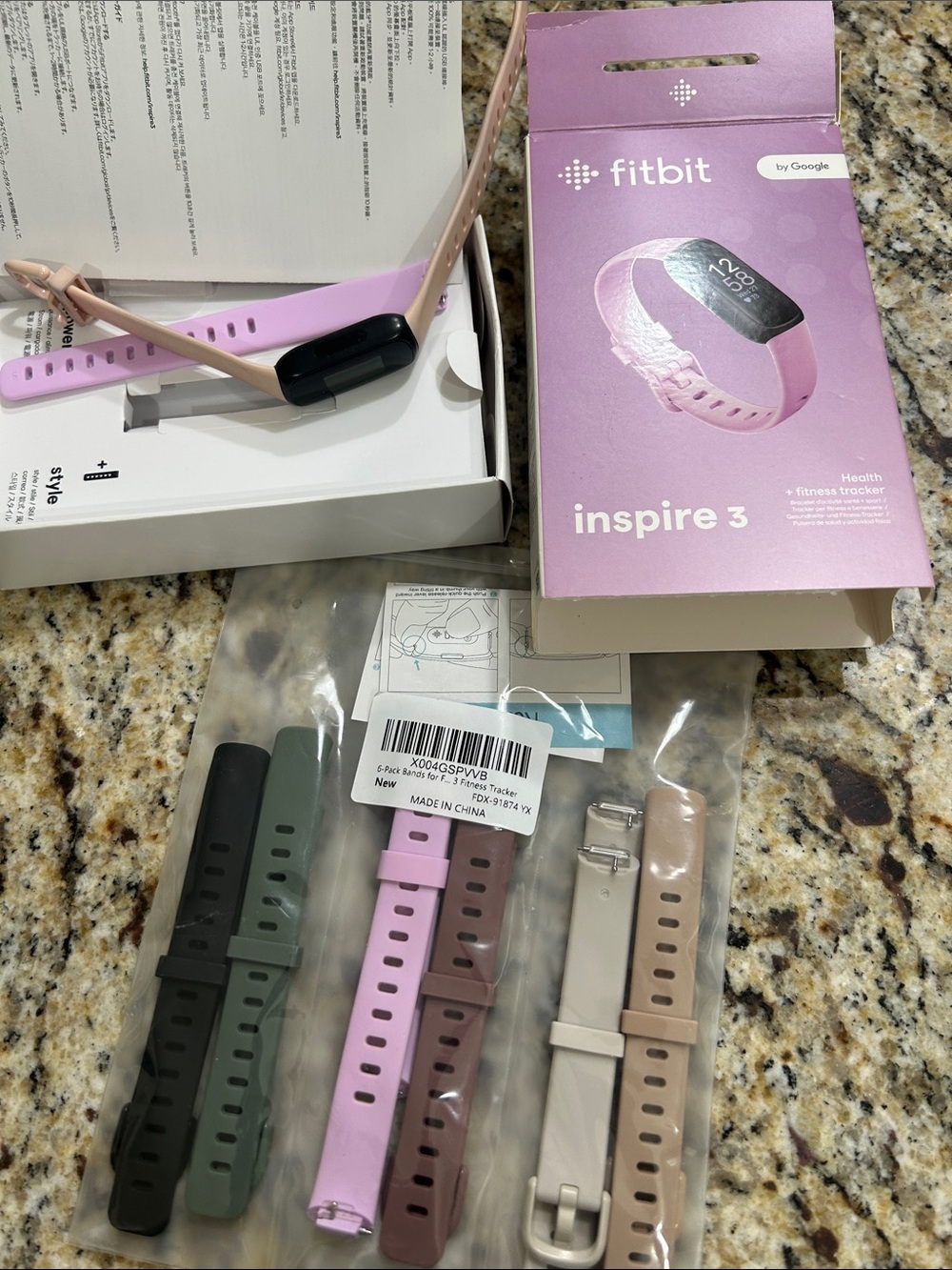 fitbit Inspire 3 with Pink Tracker and Assorted Replacement Bands